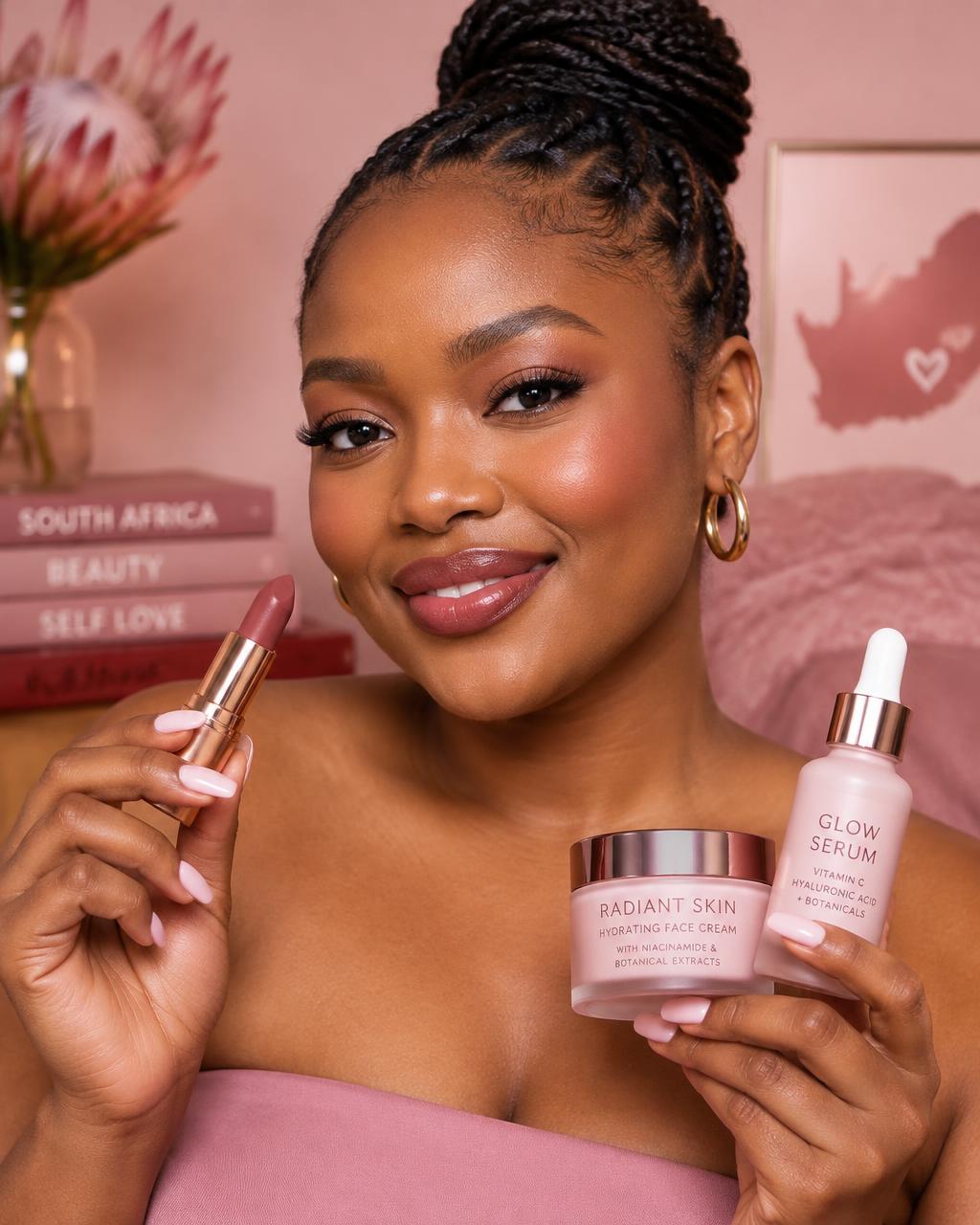 Avon Representative with beauty products